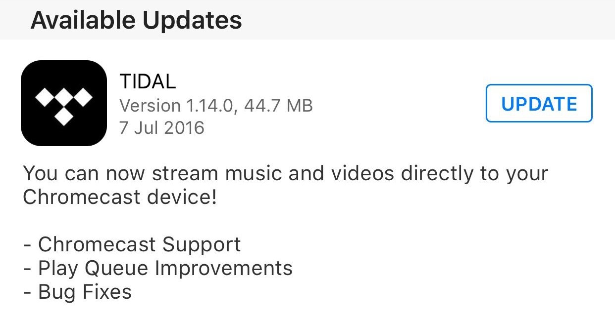 Tidal’s iOS and Android apps now streaming on Chromecast