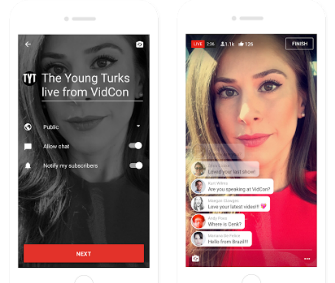 YouTube launch live streaming on mobile to live (stream) the dream
