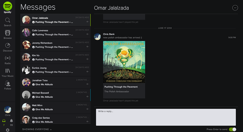 Spotify are getting rid of their Inbox and messaging features