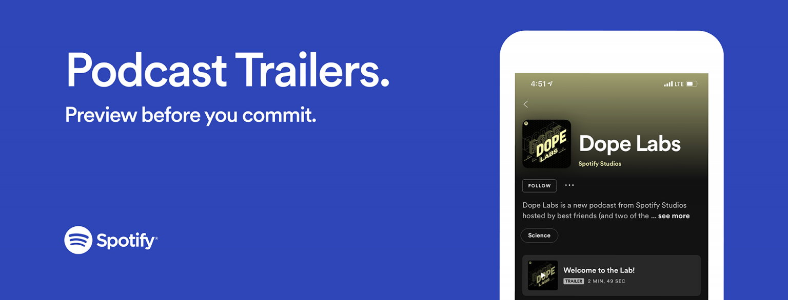 Spotify have redesigned podcasts with trailers and more