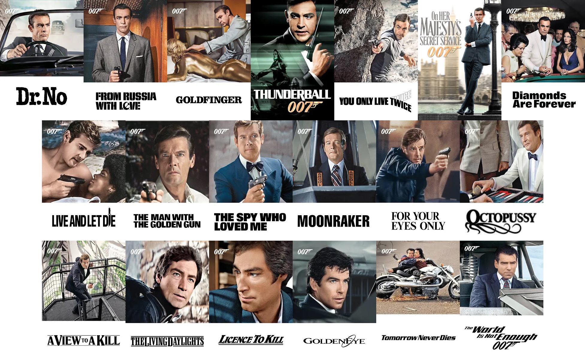 The first 19 James Bond films are currently free on YouTube