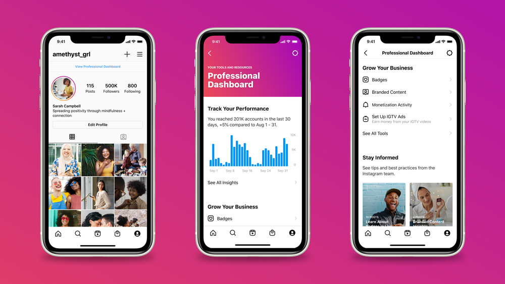 Instagram’s new Professional Dashboard brings together tools and educational content for businesses and creators