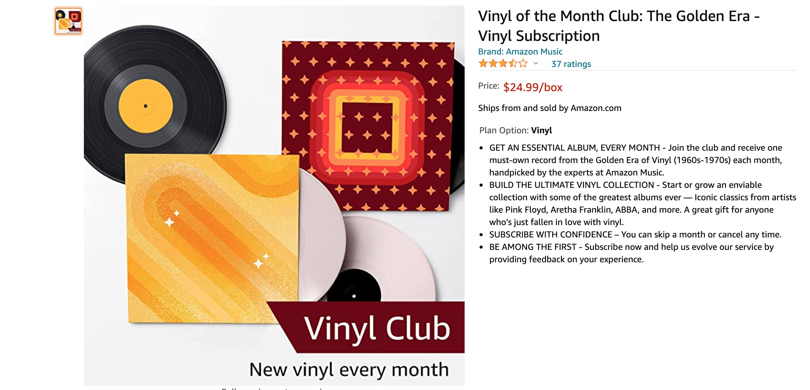 Amazon launches Vinyl of the Month Club