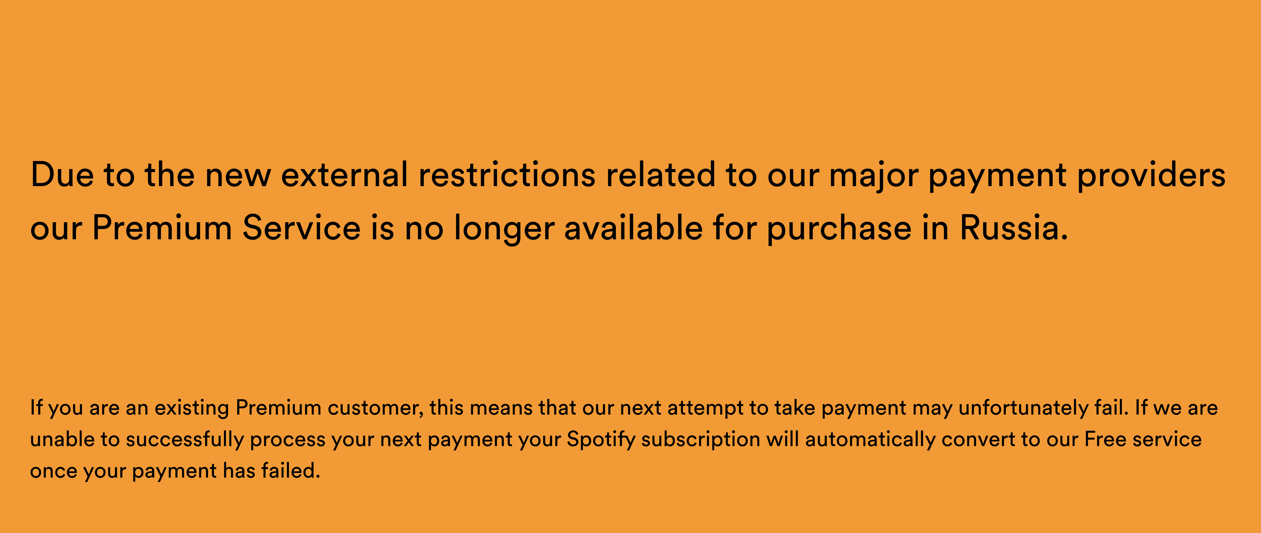 Spotify are fully suspending services in Russia from April 11th