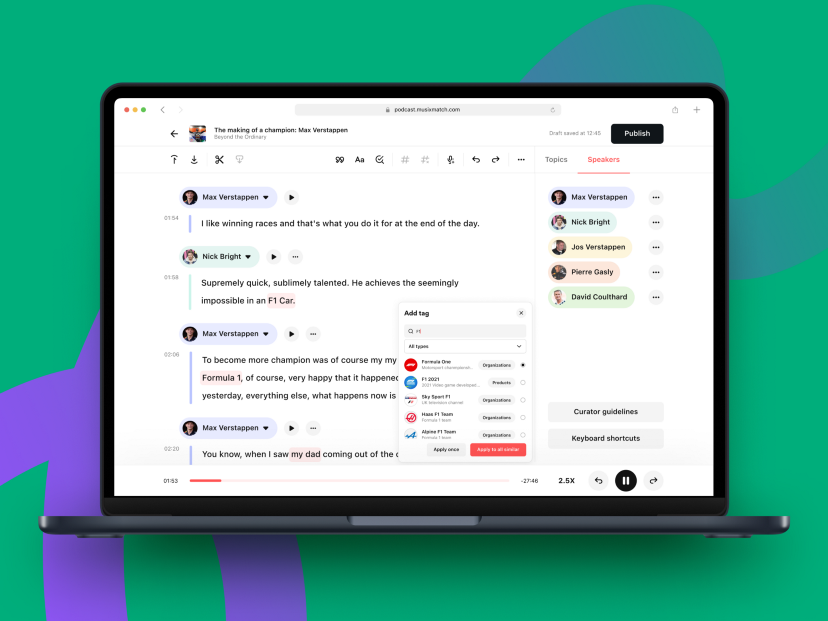 Musixmatch Podcast transcription platform launches