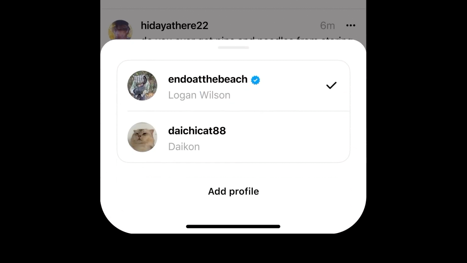 How to quickly switch profiles on Threads