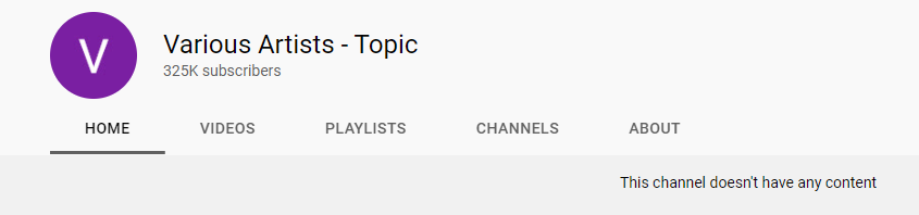 YouTube replace Various Artists topic channels