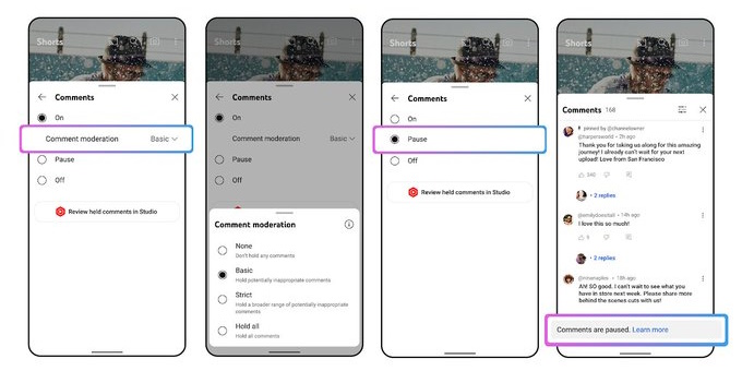 YouTube’s new feature lets you pause comments