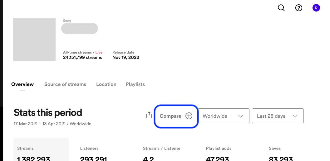 New to Spotify for Artists: Compare releases side-by-side