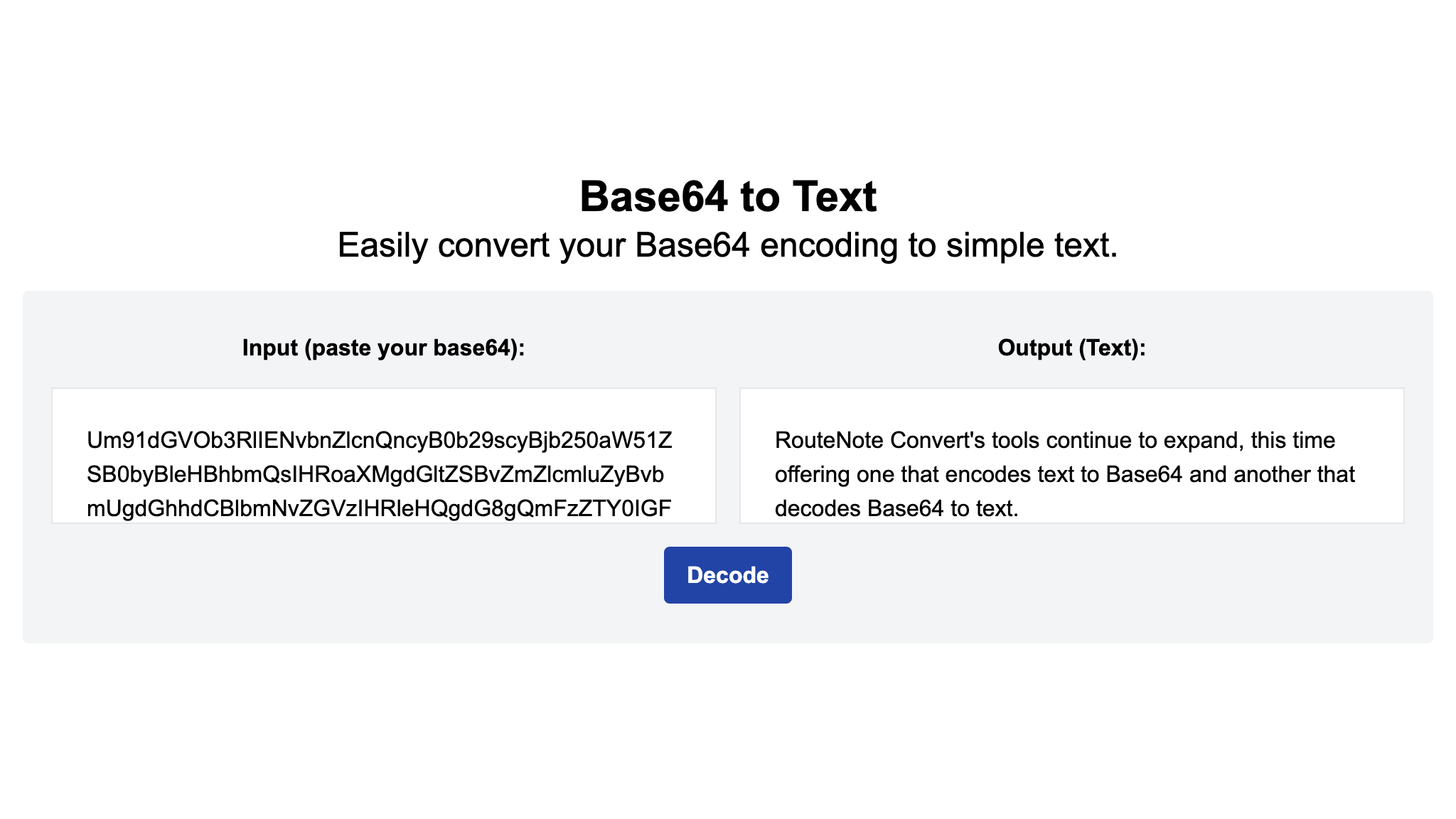 RouteNote Convert – Encode and decode Base64 online for free