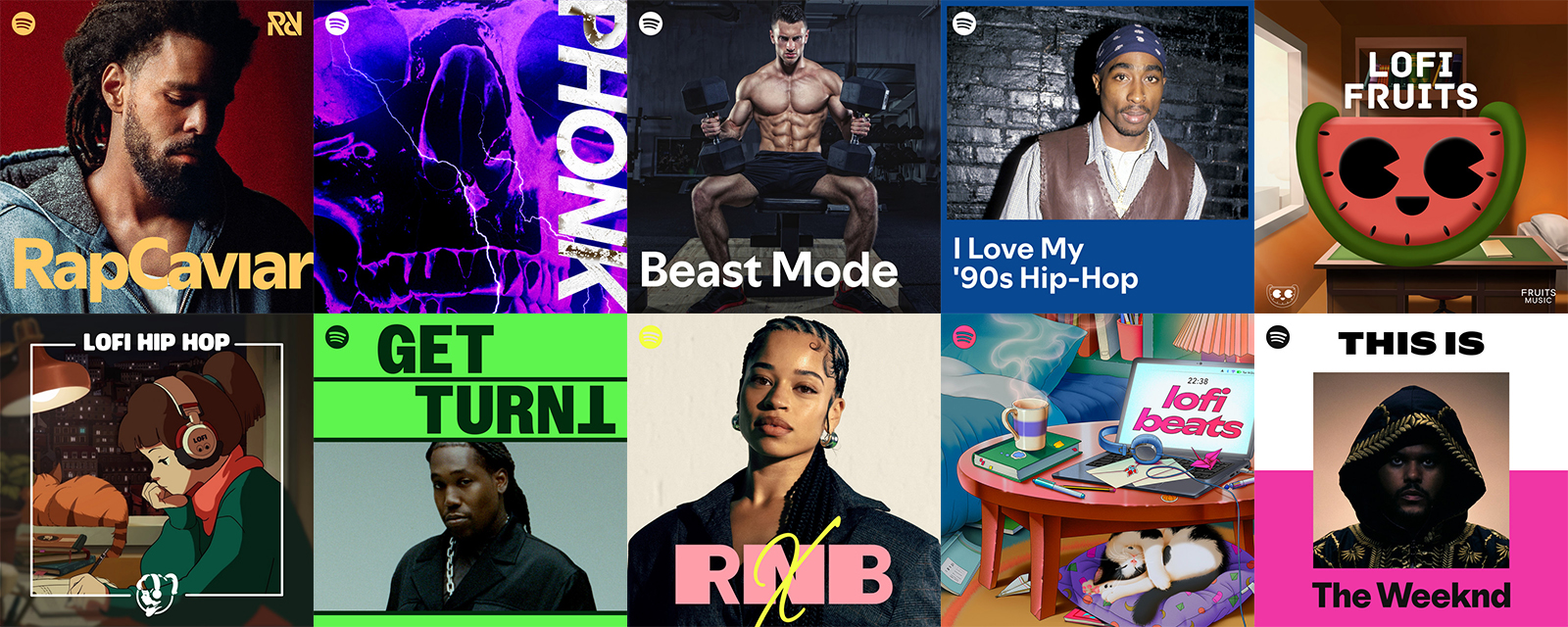 Top 10 most-followed playlists for hip-hop & rap music on Spotify in 2026