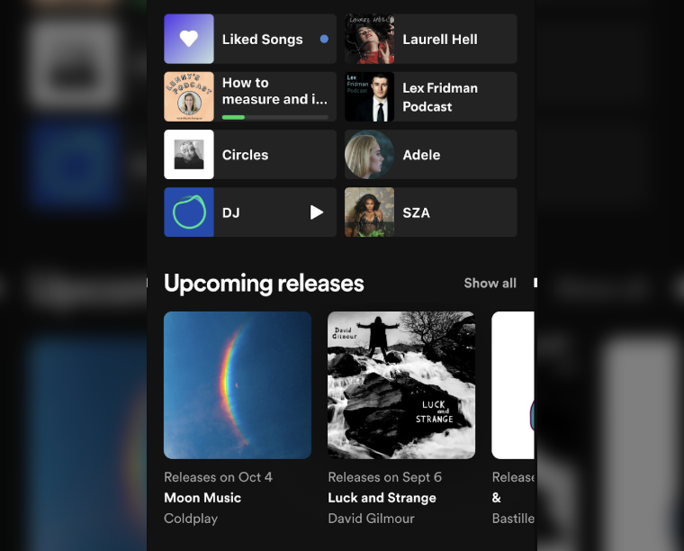 Find new Countdown Pages in Upcoming Releases on Spotify