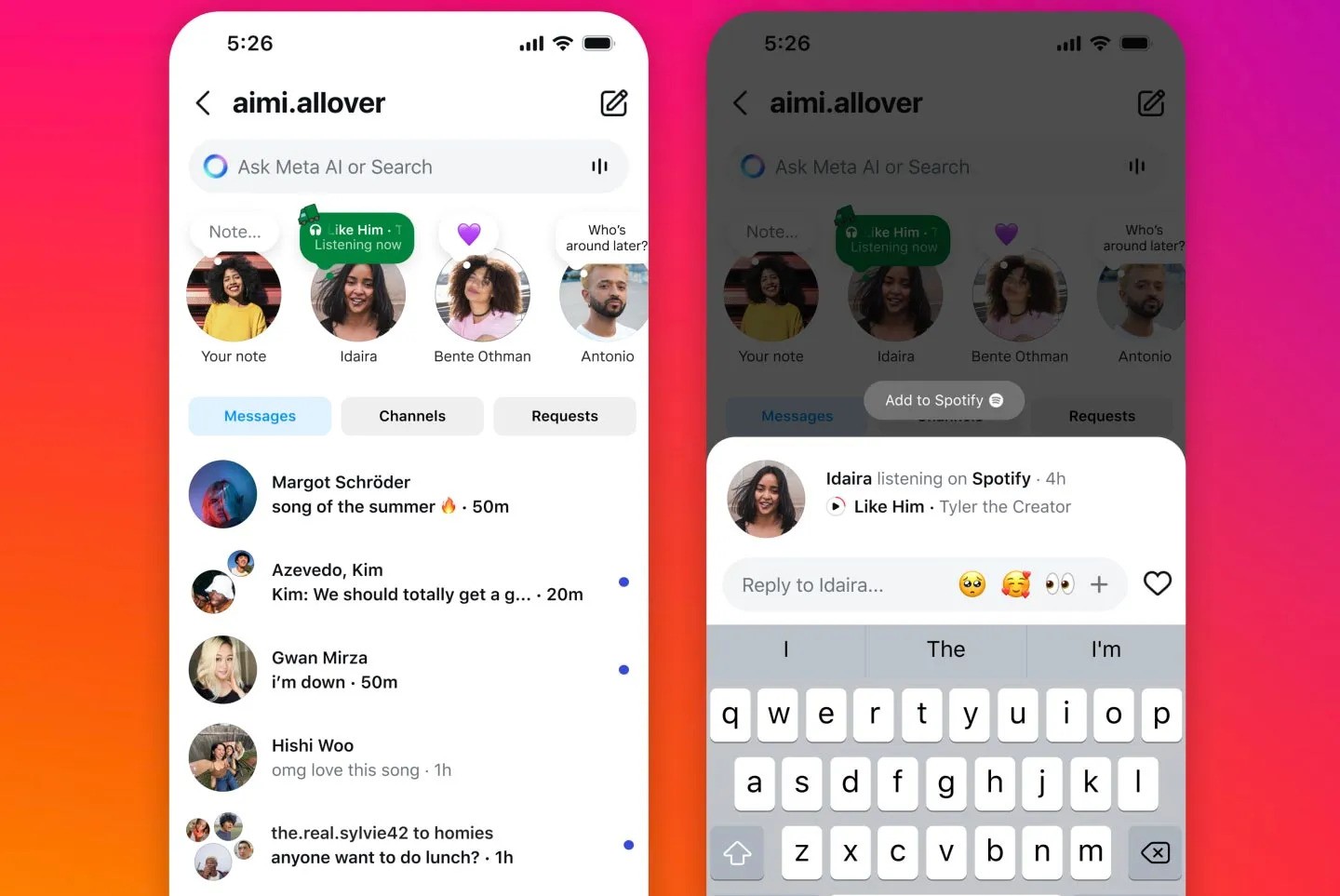 Instagram now lets you share your Spotify songs with Notes in real time