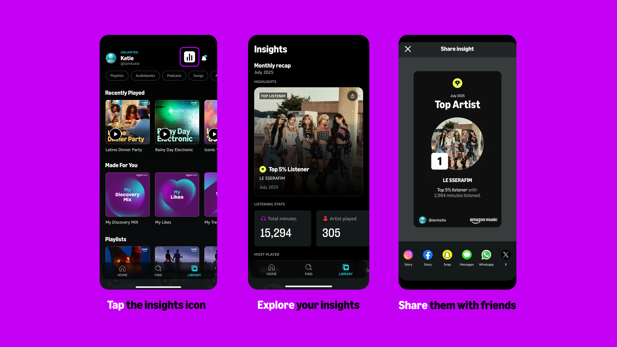 Amazon Music launches a monthly Insights recap for listeners